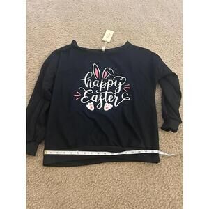 C44 rishop size medium woman happy Easter sweatshirt black